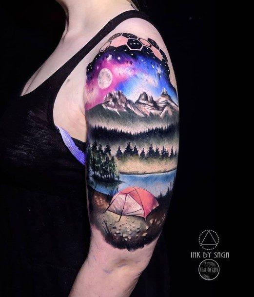 Woman With Fabulous Galaxy Tattoo Design