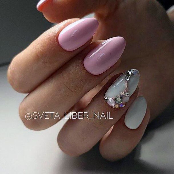 Woman With Fabulous Gemstone Nail Design