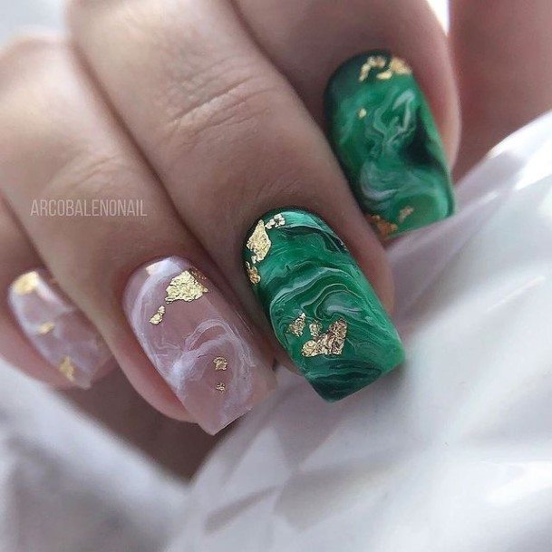Woman With Fabulous Green Nail Design