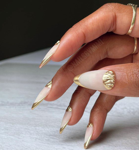 Woman With Fabulous Half Moon Nail Design