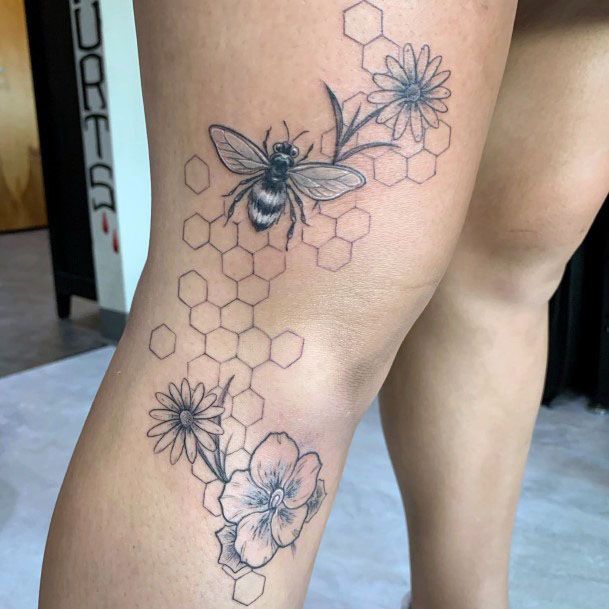 Woman With Fabulous Honeycomb Tattoo Design