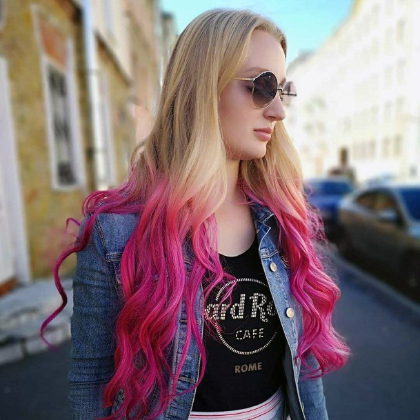 Woman With Fabulous Hot Pink Hairstyles Design