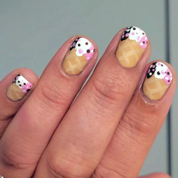 Woman With Fabulous Ice Cream Nail Design