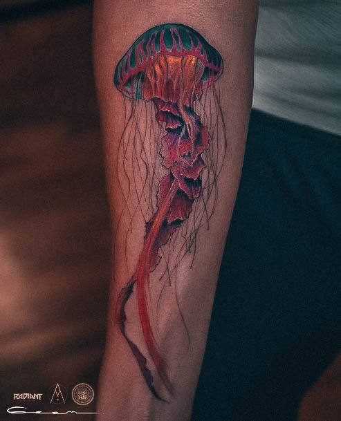 Woman With Fabulous Jellyfish Tattoo Design