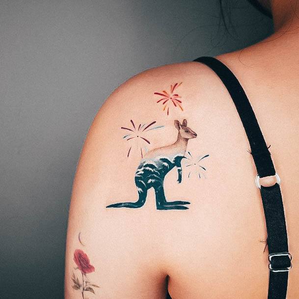 Woman With Fabulous Kangaroo Tattoo Design