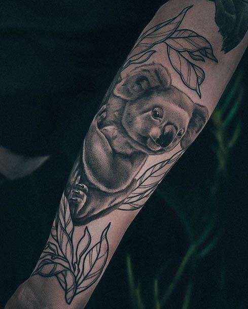 Woman With Fabulous Koala Tattoo Design