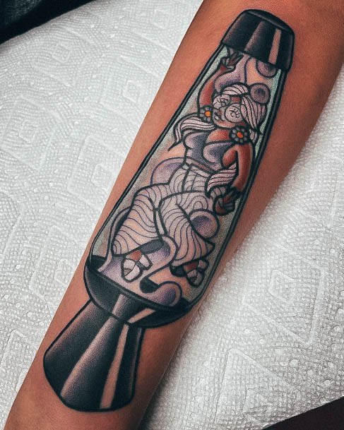 Woman With Fabulous Lava Lamp Tattoo Design