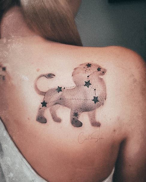 Woman With Fabulous Leo Tattoo Design