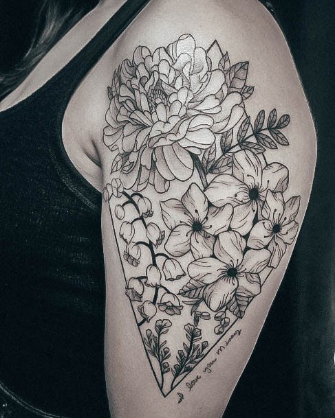 Woman With Fabulous Lily Of The Valley Tattoo Design