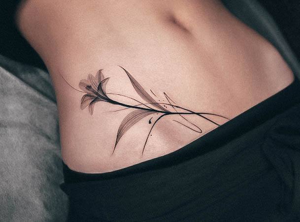 Woman With Fabulous Lily Tattoo Design