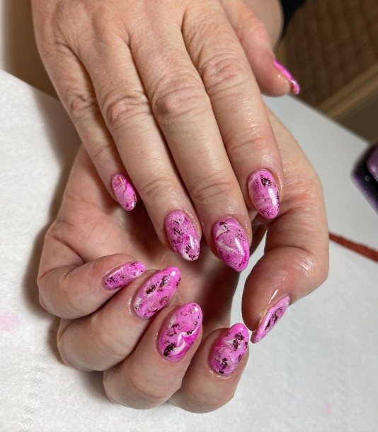 Woman With Fabulous Marble Nail Design