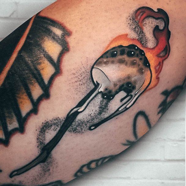 Woman With Fabulous Marshmallow Tattoo Design