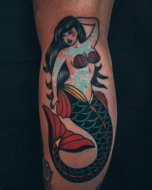 Woman With Fabulous Mermaid Tattoo Design