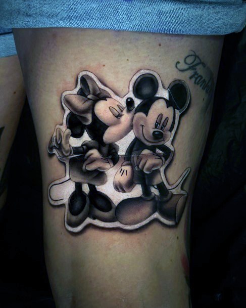 Woman With Fabulous Mickey Mouse Tattoo Design