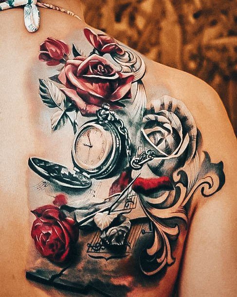 Woman With Fabulous Music Tattoo Design