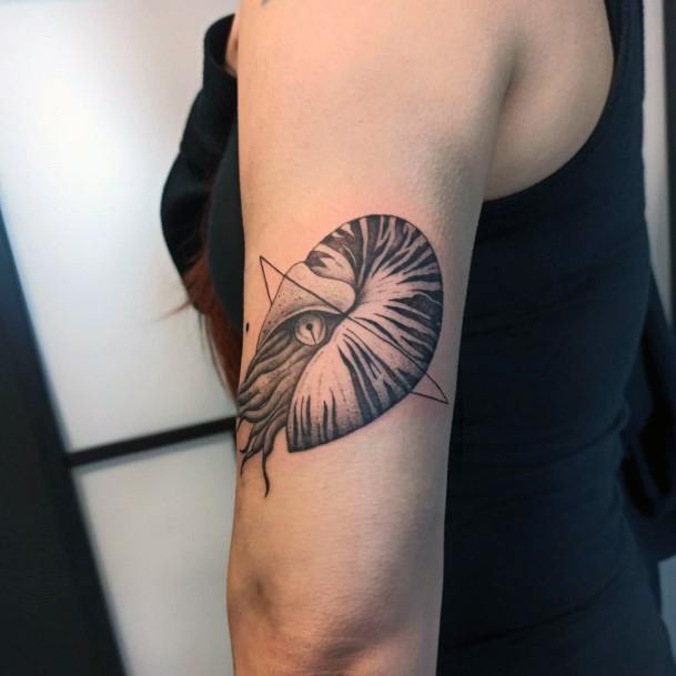 Woman With Fabulous Nautilus Tattoo Design