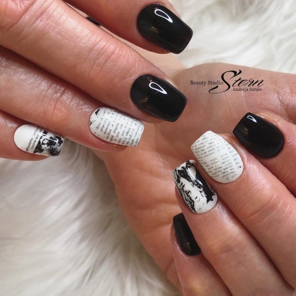 Woman With Fabulous Newspaper Nail Design