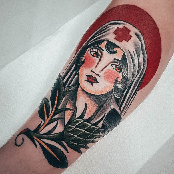 Woman With Fabulous Nurse Tattoo Design