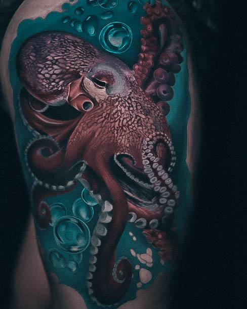 Woman With Fabulous Octopus Tattoo Design