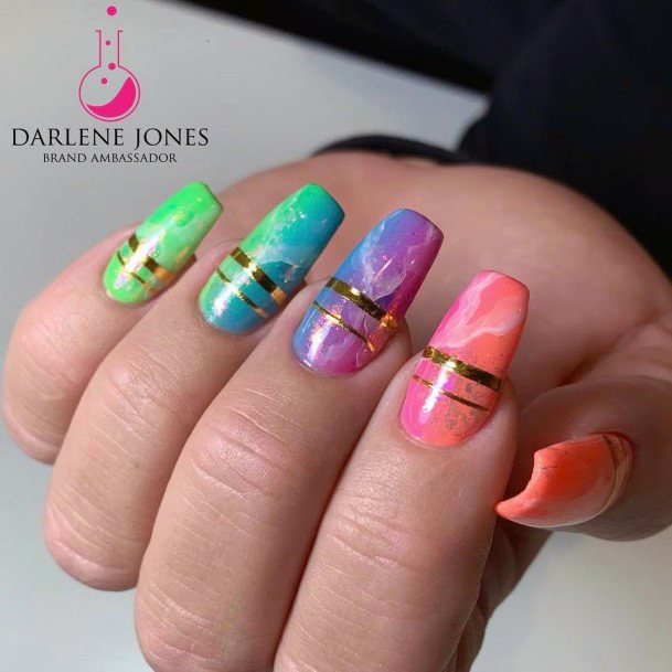 Woman With Fabulous Ombre Summer Nail Design