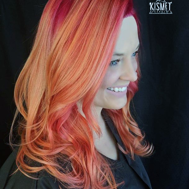 Woman With Fabulous Orange Ombre Hairstyles Design