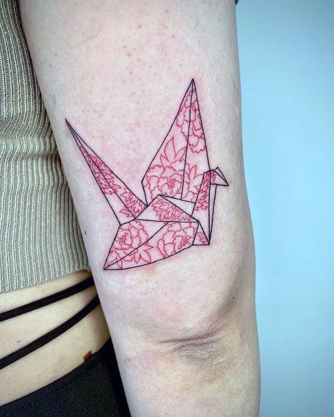 Woman With Fabulous Origami Tattoo Design