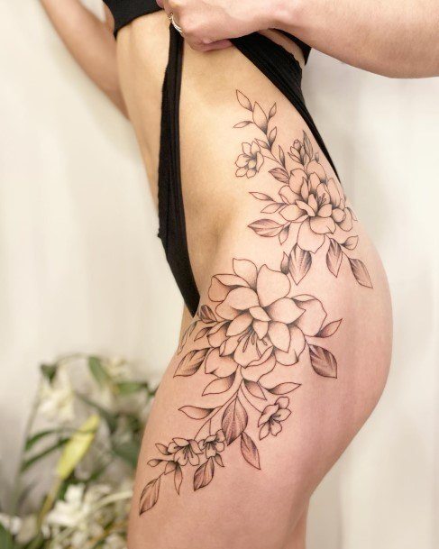 Woman With Fabulous Peony Tattoo Design