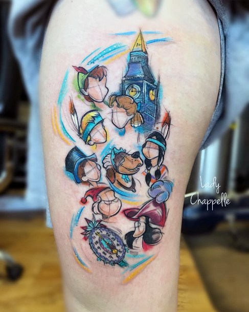 Woman With Fabulous Peter Pan Tattoo Design