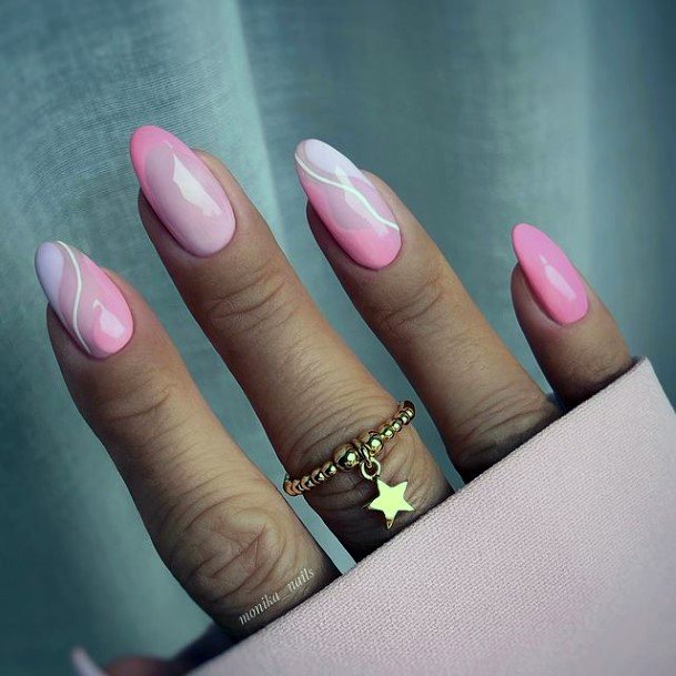 Woman With Fabulous Pink Dress Nail Design