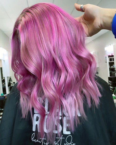 Woman With Fabulous Pink Hairstyles Design