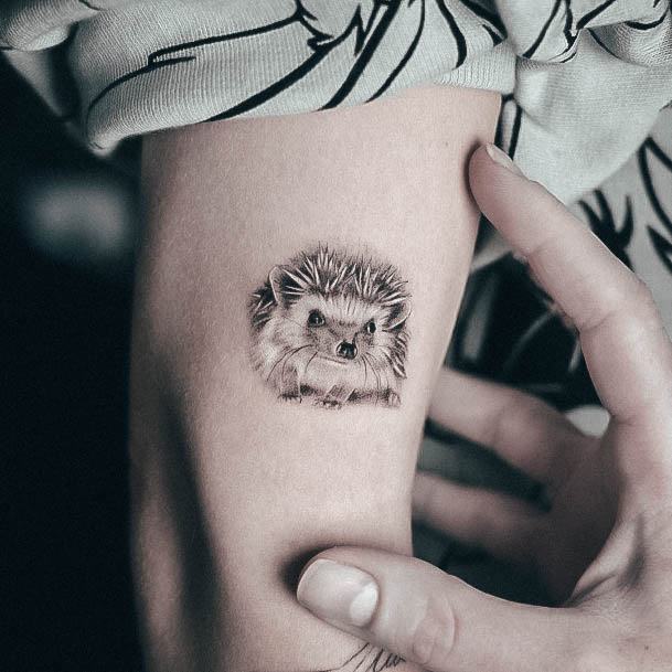 Woman With Fabulous Porcupine Tattoo Design