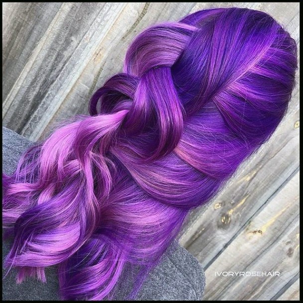Woman With Fabulous Purple Hairstyles Design