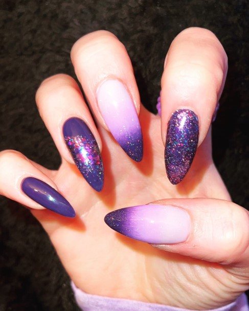 Woman With Fabulous Purple Ombre Nail Design