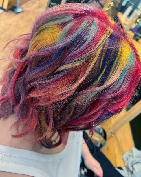 Woman With Fabulous Rainbow Hairstyles Design