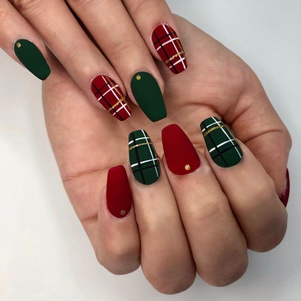 Woman With Fabulous Red And Green Nail Design