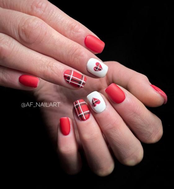 Woman With Fabulous Red And White Nail Design