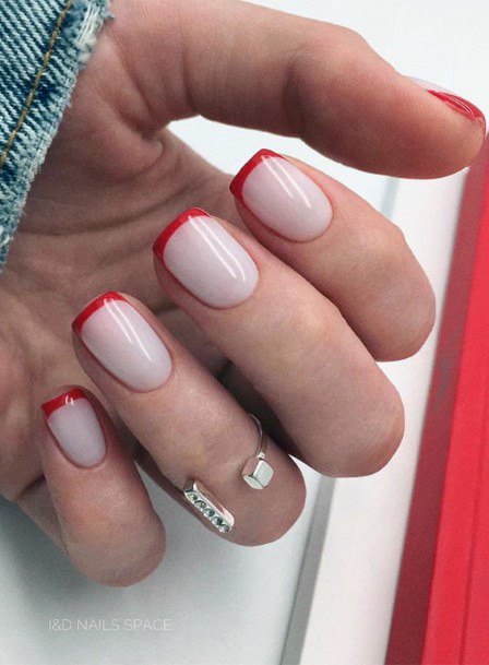 Woman With Fabulous Red Summer Nail Design