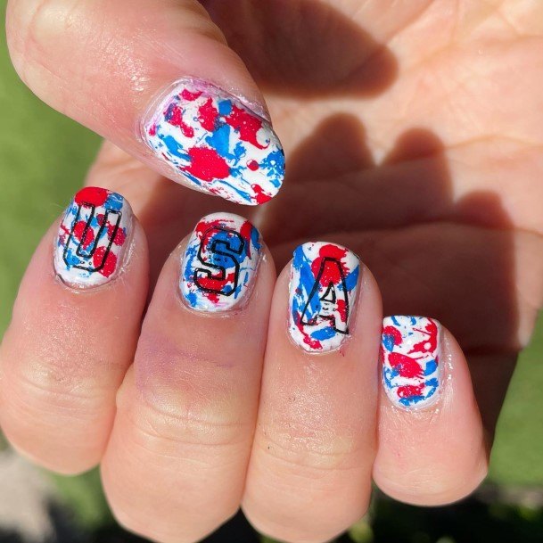 Woman With Fabulous Red White And Blue Nail Design