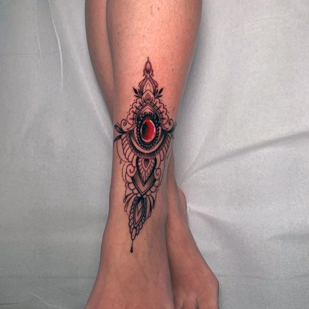 Woman With Fabulous Ruby Tattoo Design