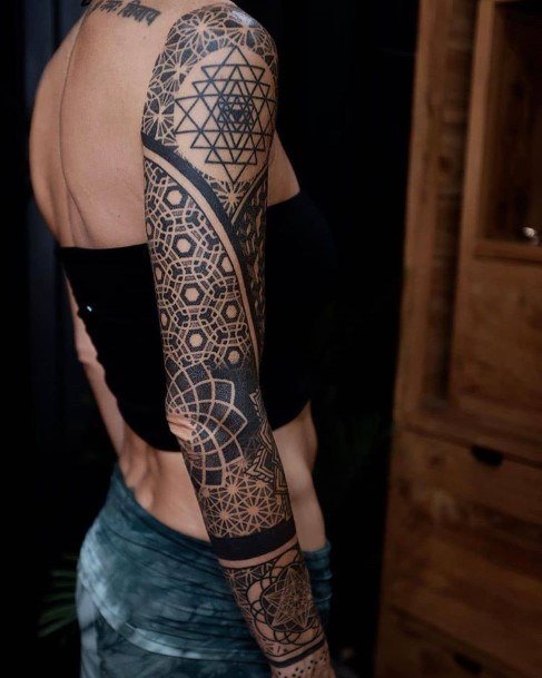 Woman With Fabulous Sacred Geometry Tattoo Design