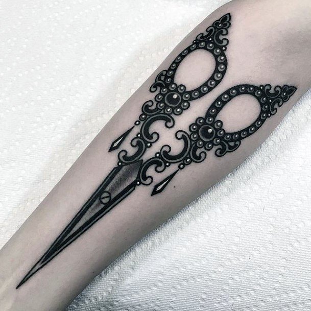 Woman With Fabulous Scissors Tattoo Design
