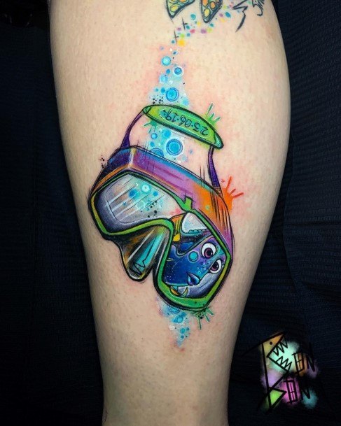 Woman With Fabulous Scuba Diving Tattoo Design