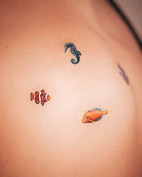 Woman With Fabulous Seahorse Tattoo Design