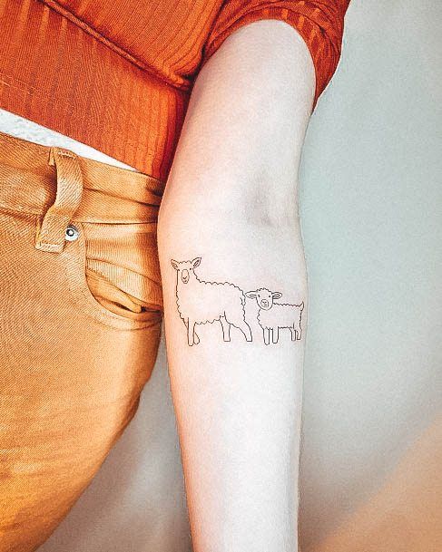 Woman With Fabulous Sheep Tattoo Design