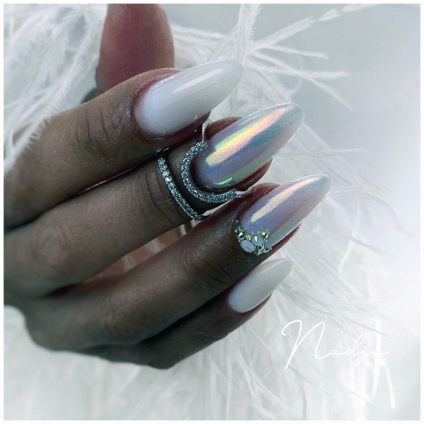 Woman With Fabulous Shimmer Nail Design