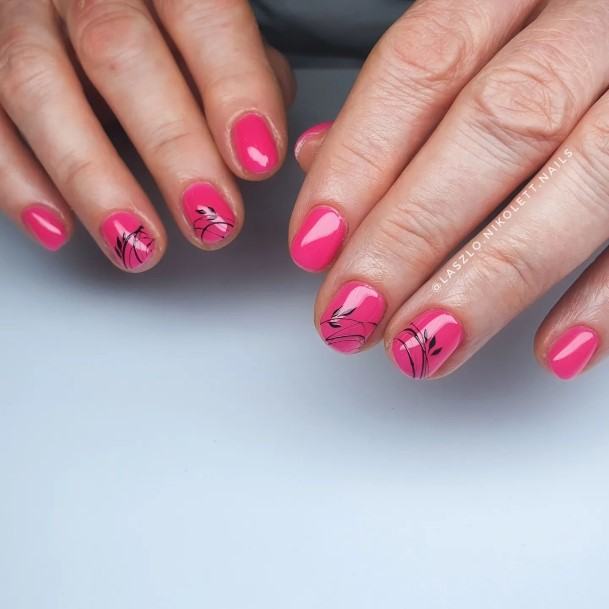 Woman With Fabulous Short Pink Nail Design