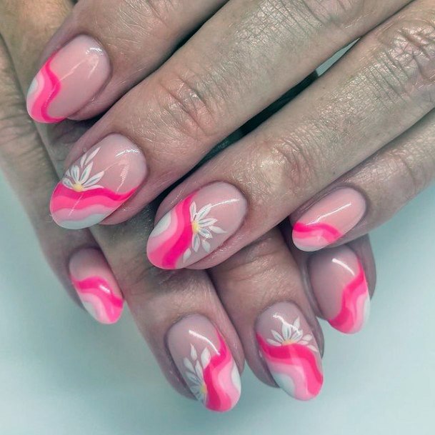 Woman With Fabulous Short Summer Nail Design