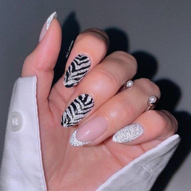 Woman With Fabulous Silver Nail Design