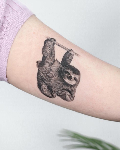 Woman With Fabulous Sloth Tattoo Design