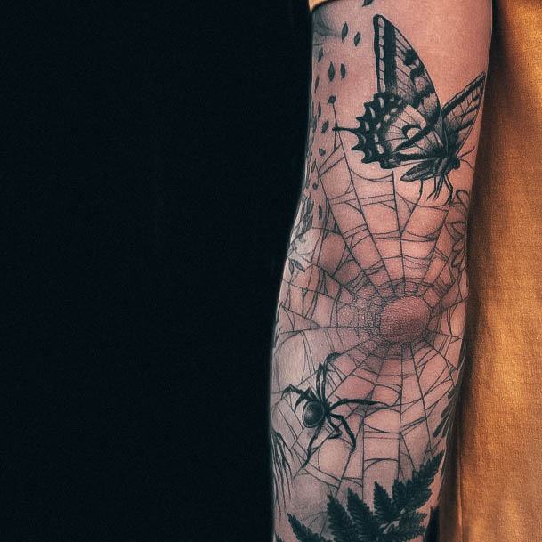 Woman With Fabulous Small Spider Web Tattoo Design